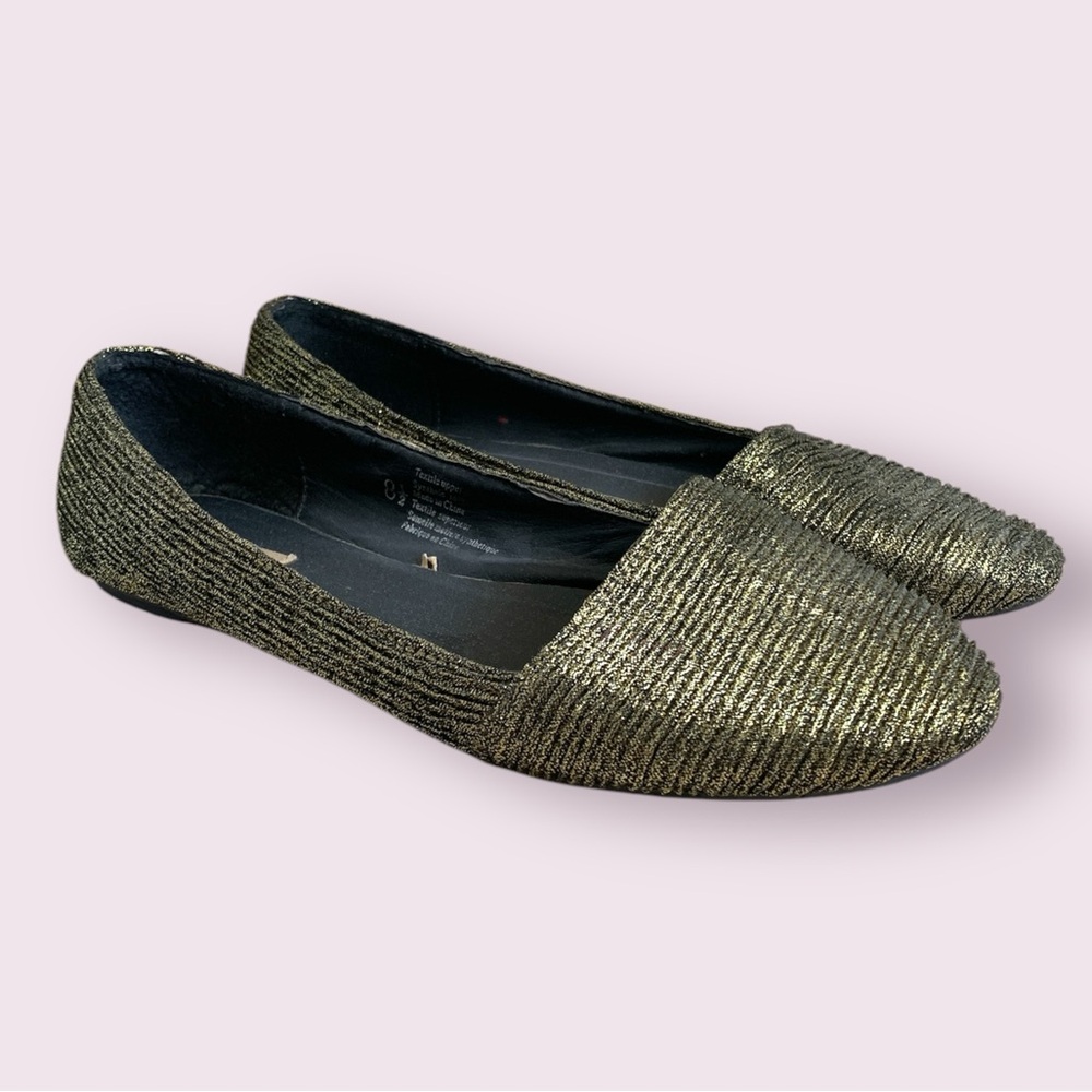 Green Metallic Flats Loafers